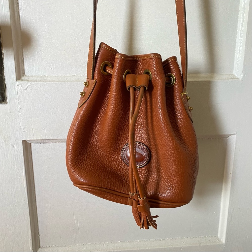 Vintage Mini Dooney & Bourke Cognac Bucket Bag